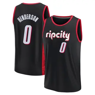Portland Trail Blazers Men's Scoot Henderson Black Fast Break 2021/22 Replica City Edition Jersey
