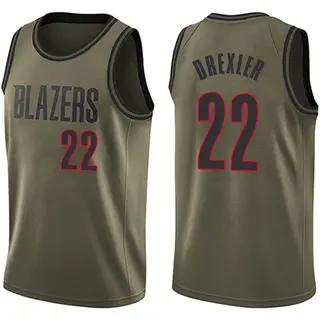 Portland Trail Blazers Youth Clyde Drexler Green Swingman Salute to Service Jersey
